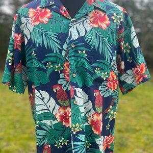 HAWAII Floral Button Down Shirt | Collared Short Sleeve Colorful | Mens XL